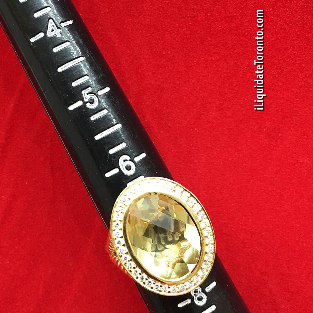 CUSTOM  9.25CTW Yurman-Style 18K Yellow Gold, Citrine and Diamond Cocktail Ring - Picture 9 of 14